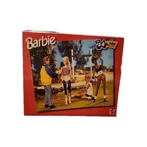 Vtg Barbie Jigsaw Puzzle 100 Piece Running Marathon Sports 1999 Age 5-8 Pink